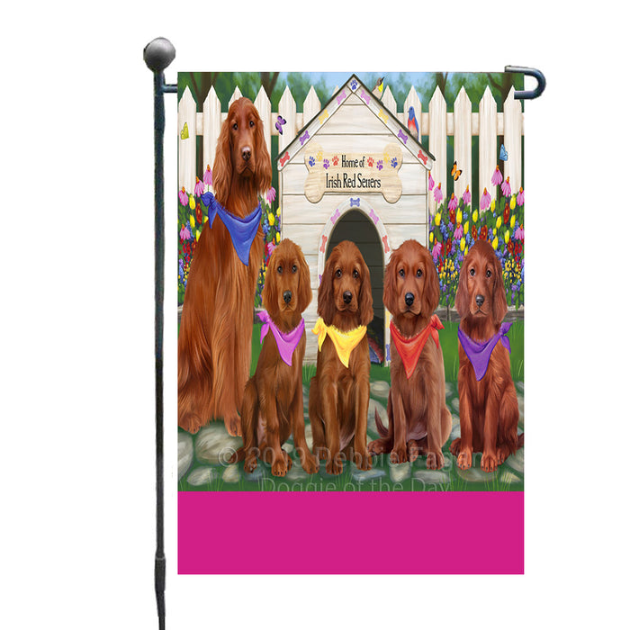 Personalized Spring Dog House Irish Red Setter Dogs Custom Garden Flags GFLG-DOTD-A62889