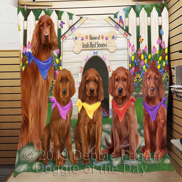 Spring Dog House Irish Red Setter Dogs Quilt