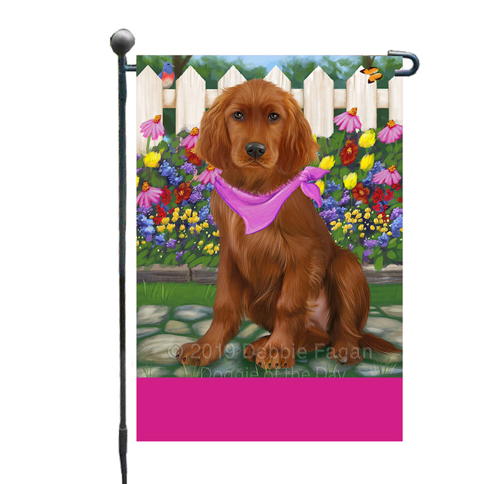 Personalized Spring Floral Irish Red Setter Dog Custom Garden Flags GFLG-DOTD-A62890