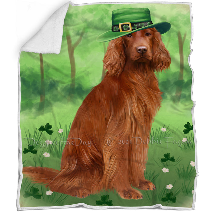 St. Patricks Day Irish Portrait Irish Red Setter Dog Blanket BLNKT132762