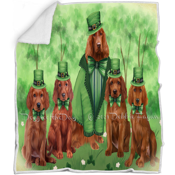 St. Patricks Day Irish Portrait Irish Red Setter Dogs Blanket BLNKT132771