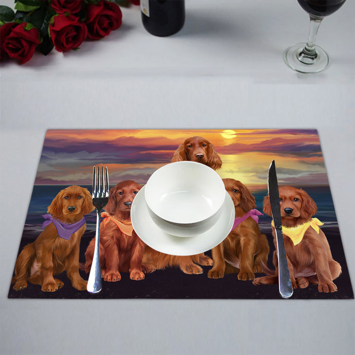 Family Sunset Portrait Irish Red Setter Dogs Placemat