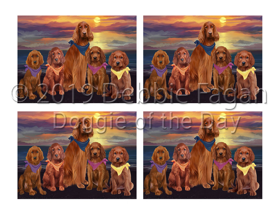 Family Sunset Portrait Irish Red Setter Dogs Placemat
