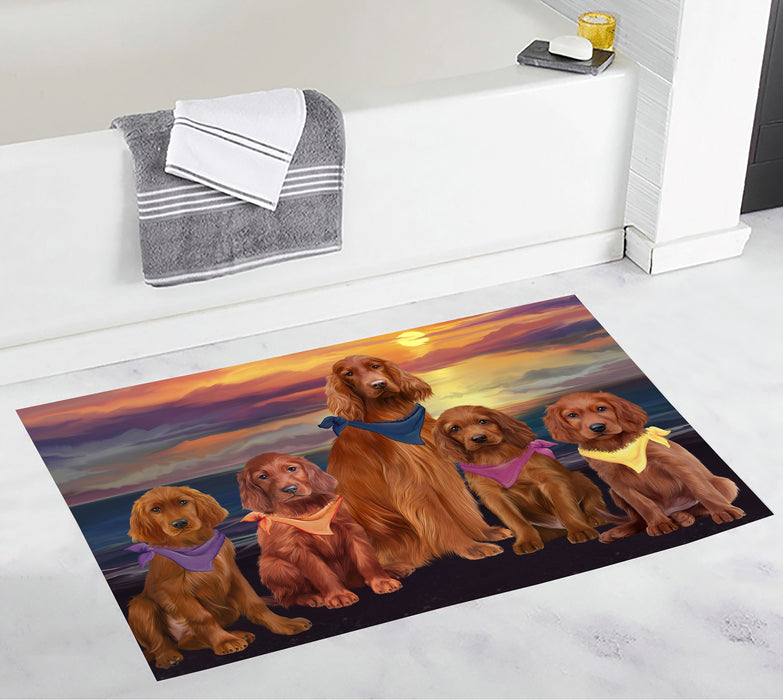 Family Sunset Portrait Irish Red Setter Dogs Bath Mat