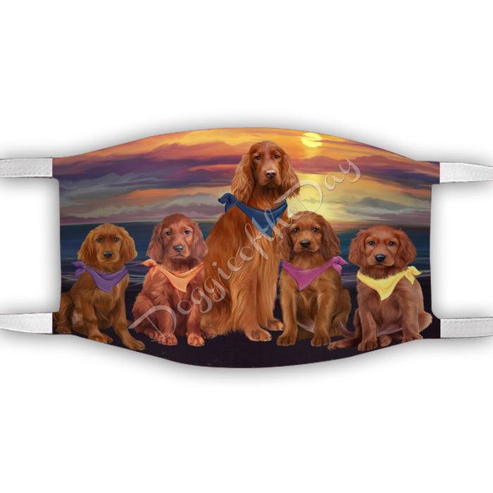 Family Sunset Irish Red Setter Dogs Face Mask FM49211