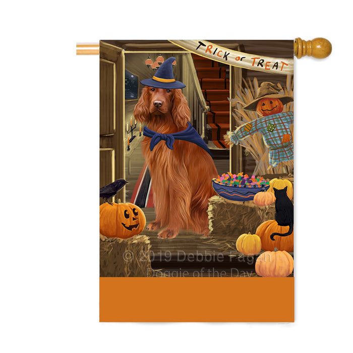 Personalized Enter at Own Risk Trick or Treat Halloween Irish Red Setter Dog Custom House Flag FLG-DOTD-A59670