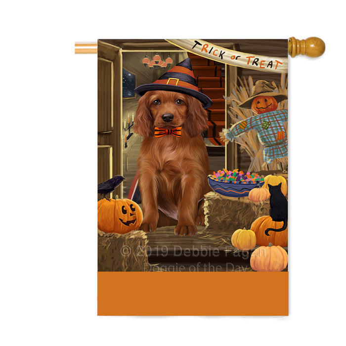 Personalized Enter at Own Risk Trick or Treat Halloween Irish Red Setter Dog Custom House Flag FLG-DOTD-A59672
