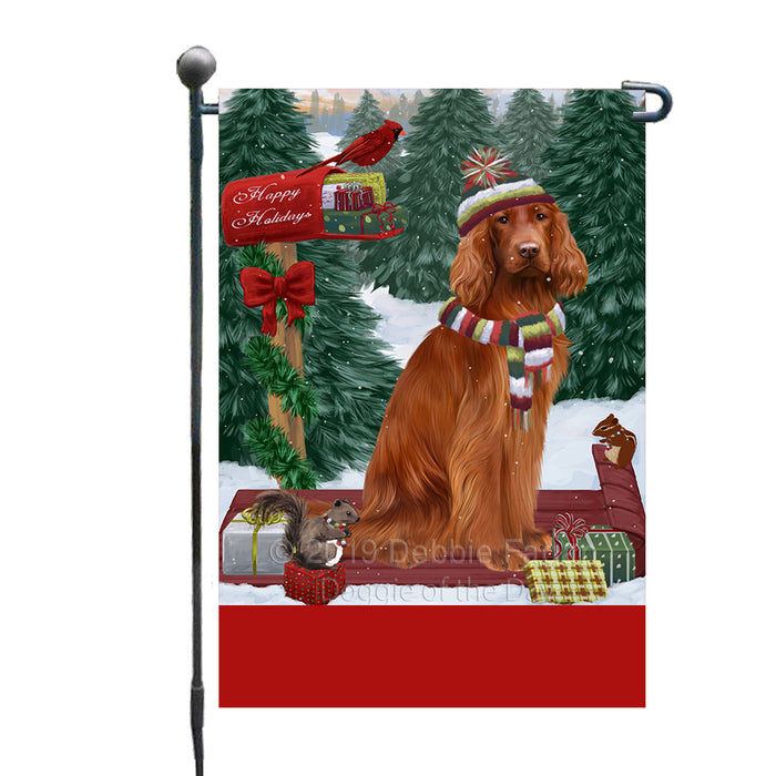 Personalized Merry Christmas Woodland Sled  Irish Red Setter Dog Custom Garden Flags GFLG-DOTD-A61608