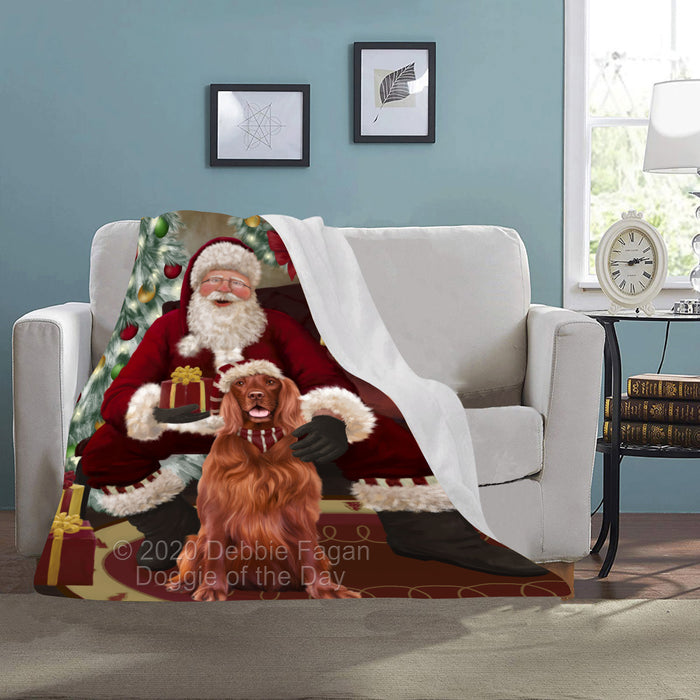 Santa's Christmas Surprise Irish Red Setter Dog Blanket BLNKT142258