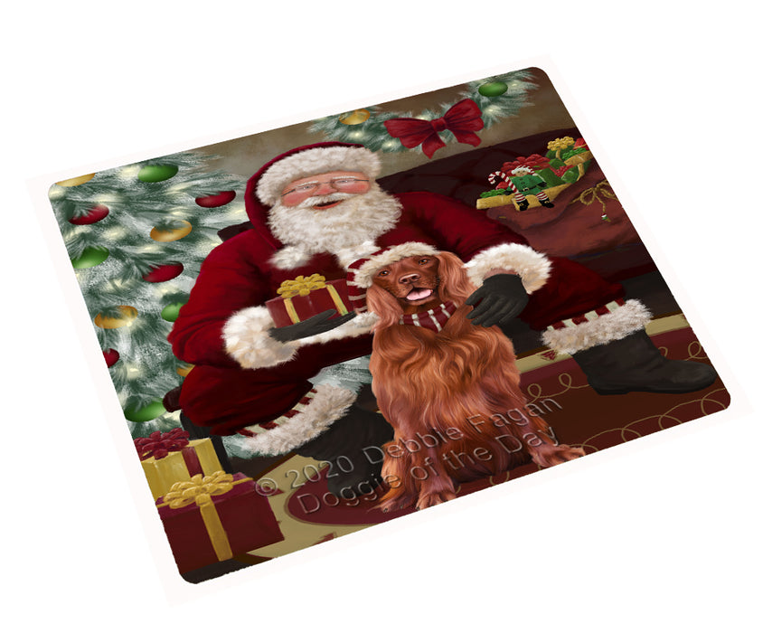 Santa's Christmas Surprise Irish Red Setter Dog Cutting Board - Easy Grip Non-Slip Dishwasher Safe Chopping Board Vegetables C78655