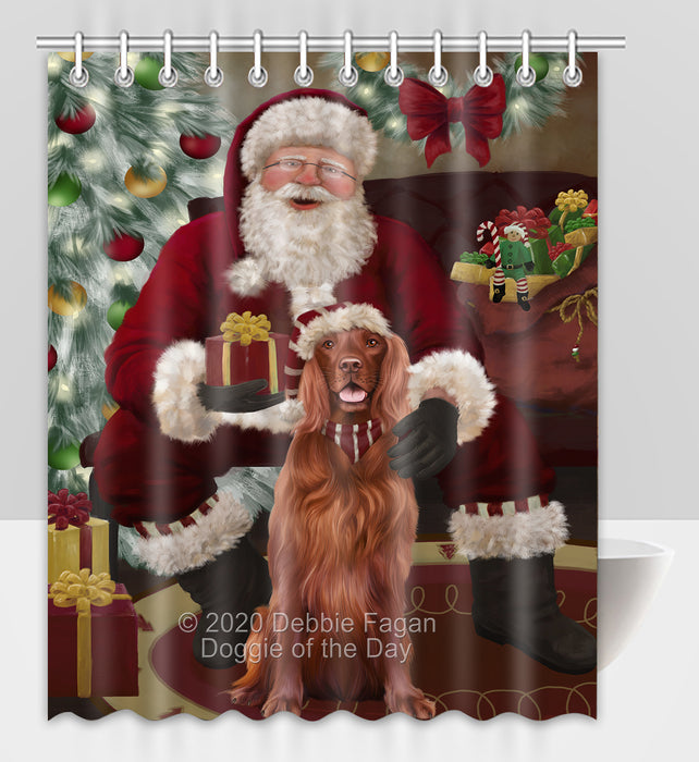 Santa's Christmas Surprise Irish Red Setter Dog Shower Curtain Bathroom Accessories Decor Bath Tub Screens SC244