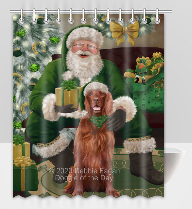 Christmas Irish Santa with Gift and Irish Red Setter Dog Shower Curtain Bathroom Accessories Decor Bath Tub Screens SC146