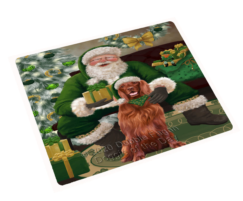 Christmas Irish Santa with Gift and Irish Red Setter Dog Cutting Board - Easy Grip Non-Slip Dishwasher Safe Chopping Board Vegetables C78361