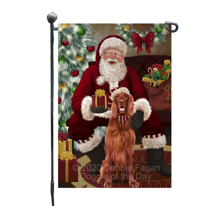 Santa's Christmas Surprise Irish Red Setter Dog Garden Flag GFLG66750