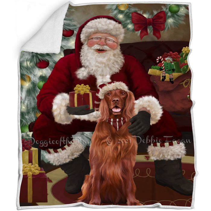Santa's Christmas Surprise Irish Red Setter Dog Blanket BLNKT142258
