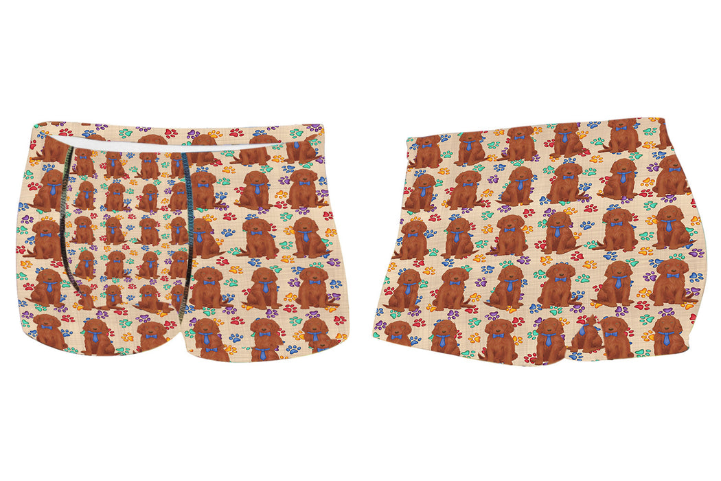 Rainbow Paw Print Irish Red Setter Dogs BlueMen's All Over Print Boxer Briefs