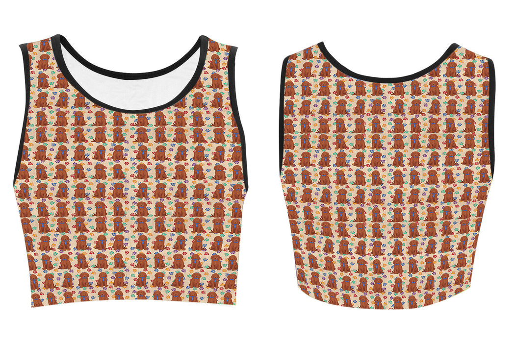 Rainbow Paw Print Irish Red Setter Dogs Blue Women's Crop Top