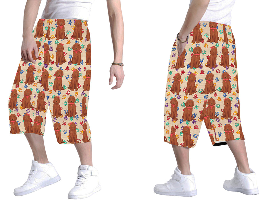 Rainbow Paw Print Irish Red Setter Dogs Red All Over Print Men's Baggy Shorts