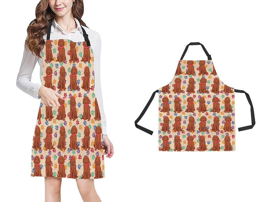 Rainbow Paw Print Irish Red Setter Dogs Red All Over Print Adjustable Apron