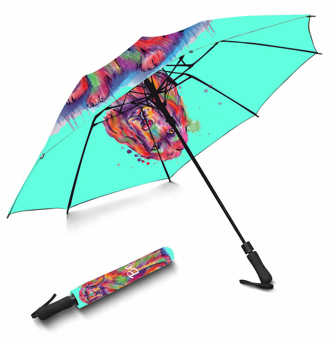 Custom Pet Name Personalized Watercolor Irish Red Setter DogSemi-Automatic Foldable Umbrella