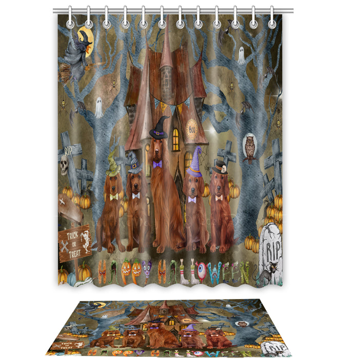 Irish Setter Shower Curtain & Bath Mat Set - Explore a Variety of Custom Designs - Personalized Curtains with hooks and Rug for Bathroom Decor - Dog Gift for Pet Lovers