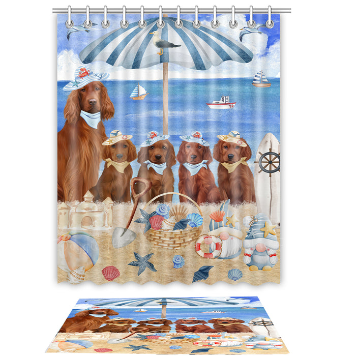 Irish Setter Shower Curtain with Bath Mat Combo: Curtains with hooks and Rug Set Bathroom Decor, Custom, Explore a Variety of Designs, Personalized, Pet Gift for Dog Lovers