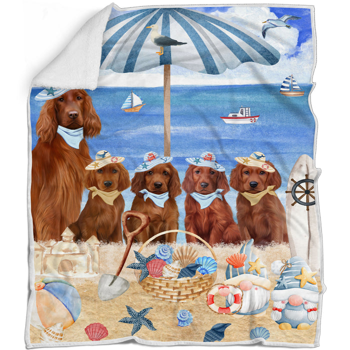 Irish Setter Bed Blanket, Explore a Variety of Designs, Custom, Soft and Cozy, Personalized, Throw Woven, Fleece and Sherpa, Gift for Pet and Dog Lovers