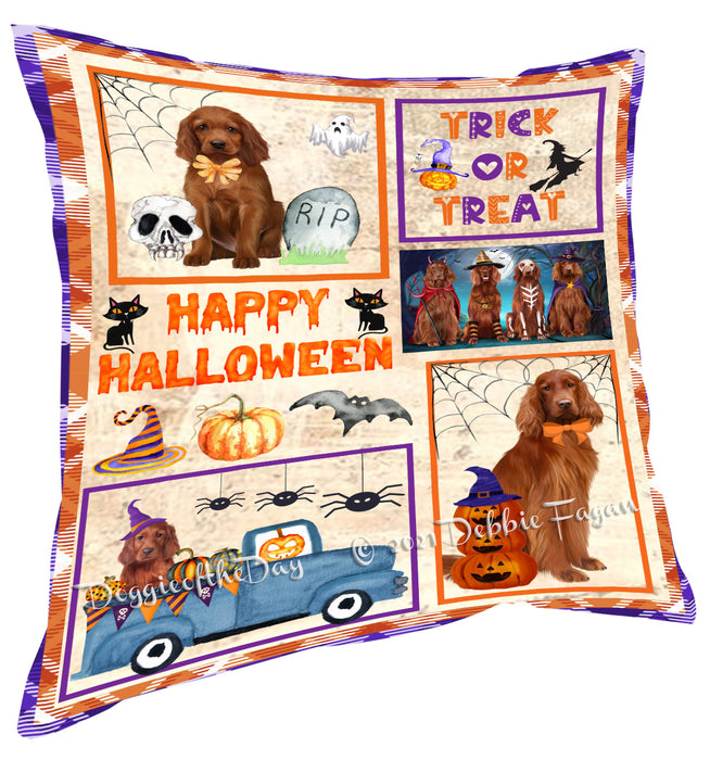 Happy Halloween Trick or Treat Irish Red Setter Dogs Pillow with Top Quality High-Resolution Images - Ultra Soft Pet Pillows for Sleeping - Reversible & Comfort - Ideal Gift for Dog Lover - Cushion for Sofa Couch Bed - 100% Polyester