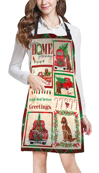 Welcome Home for Holidays Irish Red Setter Dogs Apron Apron48420