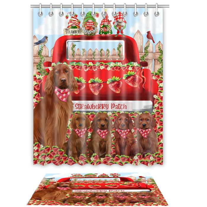 Irish Setter Shower Curtain & Bath Mat Set - Explore a Variety of Personalized Designs - Custom Rug and Curtains with hooks for Bathroom Decor - Pet and Dog Lovers Gift