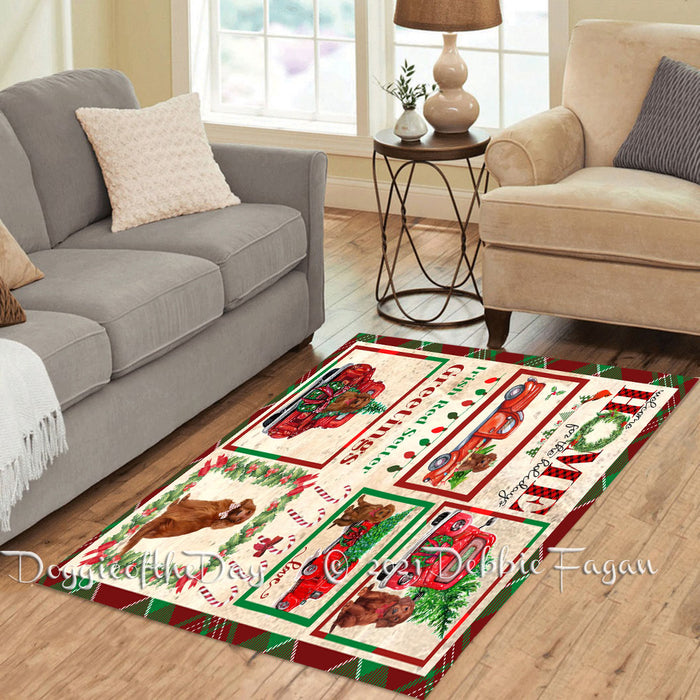 Welcome Home for Christmas Holidays Irish Red Setter Dogs Polyester Living Room Carpet Area Rug ARUG64969