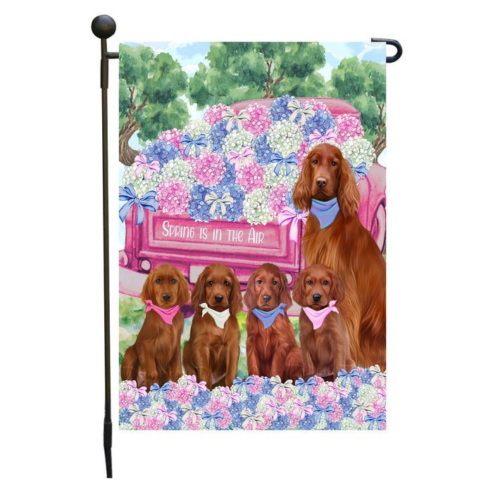 Irish Setter Dogs Garden Flag: Explore a Variety of Personalized Designs, Double-Sided, Weather Resistant, Custom, Outdoor Garden Yard Decor for Dog and Pet Lovers