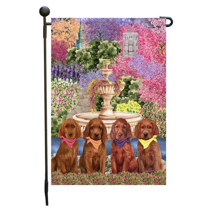 Irish Setter Dogs Garden Flag: Explore a Variety of Designs, Weather Resistant, Double-Sided, Custom, Personalized, Outside Garden Yard Decor, Flags for Dog and Pet Lovers