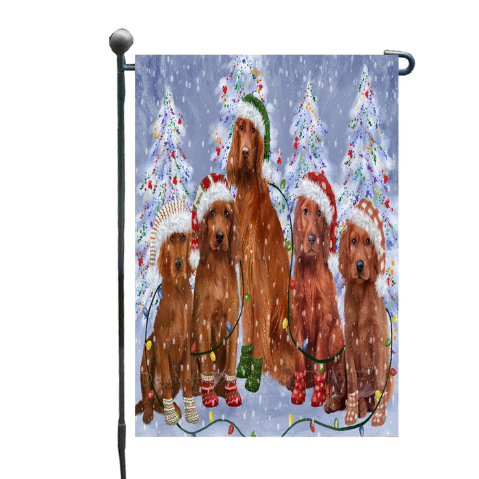 Christmas Lights and Irish Red Setter Dogs Garden Flags- Outdoor Double Sided Garden Yard Porch Lawn Spring Decorative Vertical Home Flags 12 1/2"w x 18"h