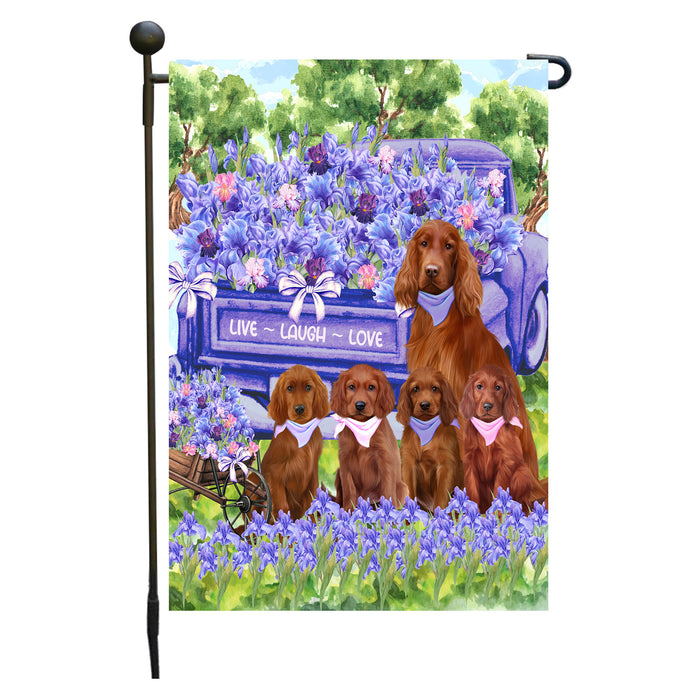Irish Setter Dogs Garden Flag for Dog and Pet Lovers, Explore a Variety of Designs, Custom, Personalized, Weather Resistant, Double-Sided, Outdoor Garden Yard Decoration