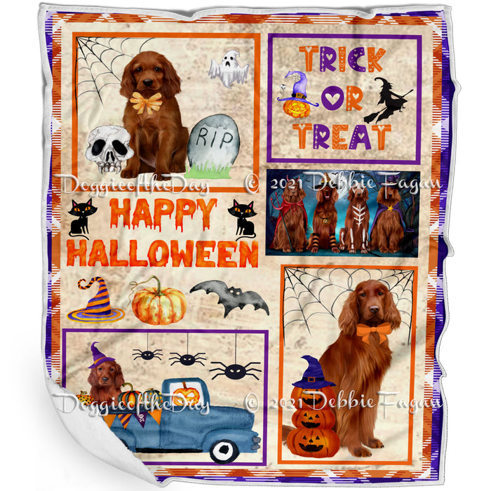 Happy Halloween Trick or Treat Irish Red Setter Dogs Blanket BLNKT143756