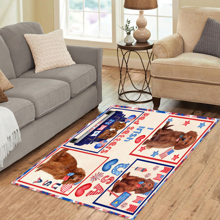 4th of July Independence Day I Love USA Irish Red Setter Dogs Area Rug - Ultra Soft Cute Pet Printed Unique Style Floor Living Room Carpet Decorative Rug for Indoor Gift for Pet Lovers