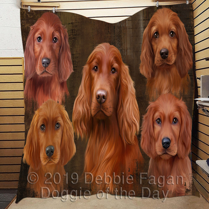 Rustic Irish Red Setter Dogs Quilt