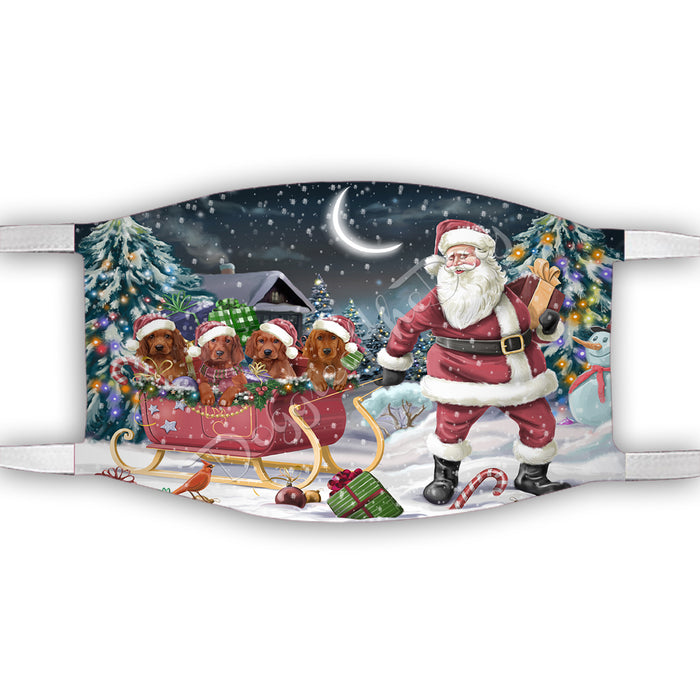 Santa Sled Dogs Christmas Happy Holidays Irish Red Setter Dogs Face Mask FM49005