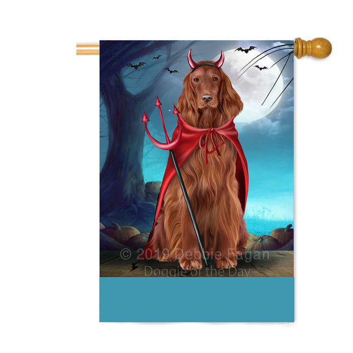 Personalized Happy Halloween Trick or Treat Irish Red Setter Dog Devil Custom House Flag FLG64165