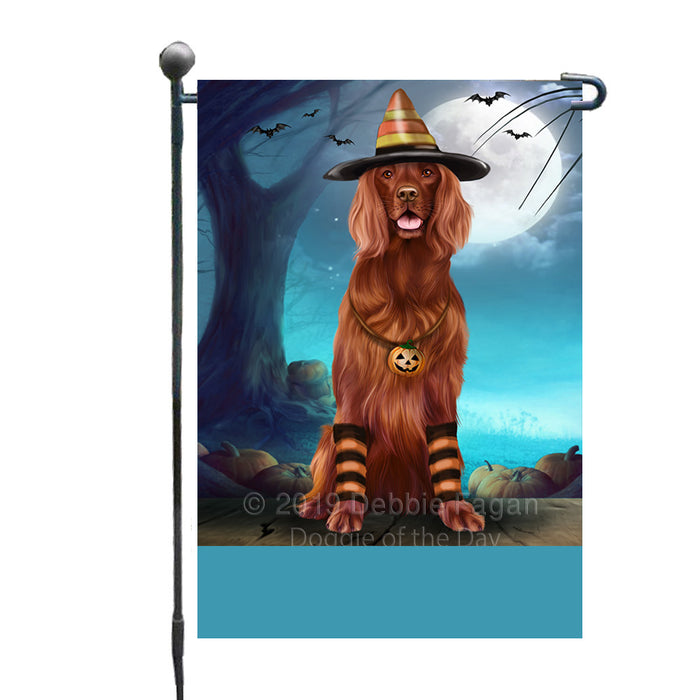 Personalized Happy Halloween Trick or Treat Irish Red Setter Dog Candy Corn Custom Garden Flag GFLG64419