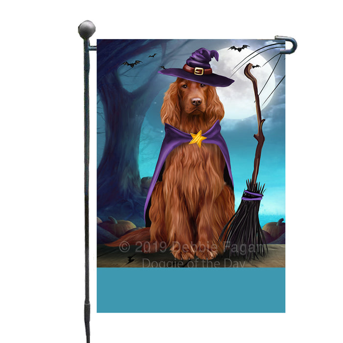 Personalized Happy Halloween Trick or Treat Irish Red Setter Dog Witch Custom Garden Flag GFLG64584