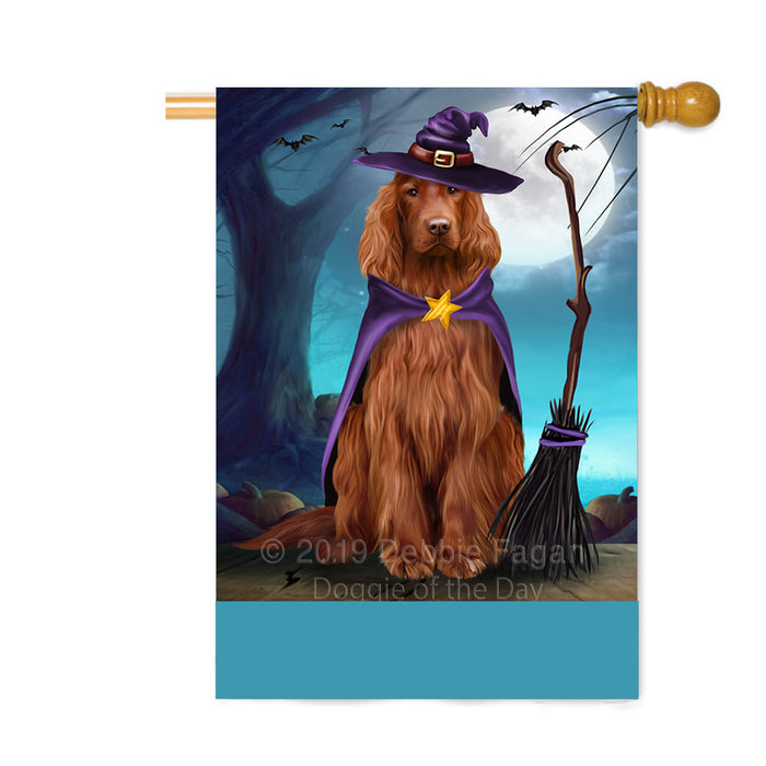 Personalized Happy Halloween Trick or Treat Irish Red Setter Dog Witch Custom House Flag FLG64275