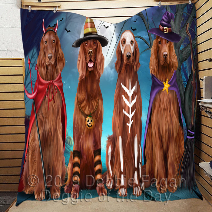 Happy Halloween Trick or Treat Irish Red Setter Dogs Lightweight Soft Bedspread Coverlet Bedding Quilt QUILT60401