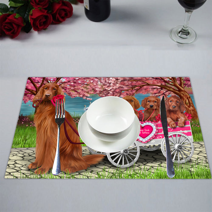 I Love Irish Red Setter Dogs in a Cart Placemat