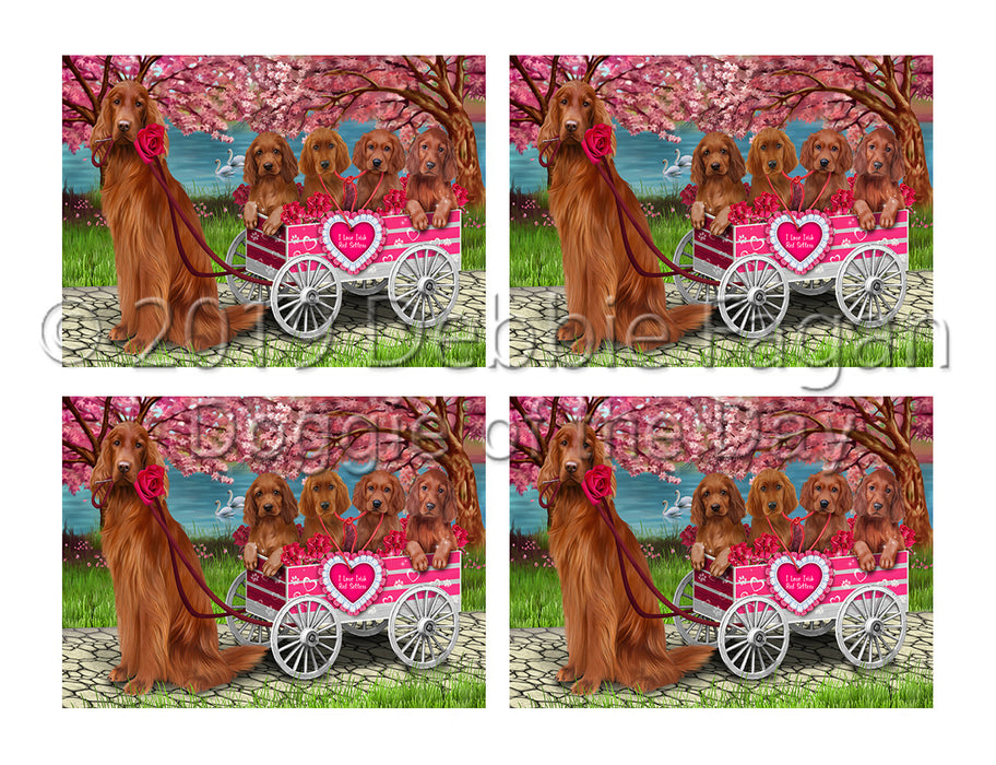 I Love Irish Red Setter Dogs in a Cart Placemat