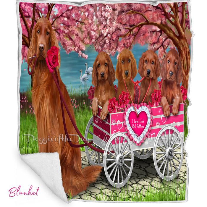 Mother's Day Gift Basket Irish Red Setter Dogs Blanket, Pillow, Coasters, Magnet, Coffee Mug and Ornament