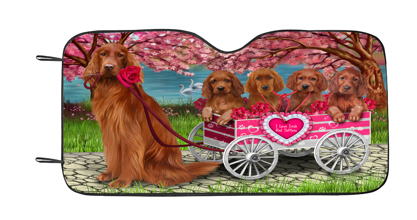 I Love Irish Red Setter Dogs in a Cart Car Sun Shade