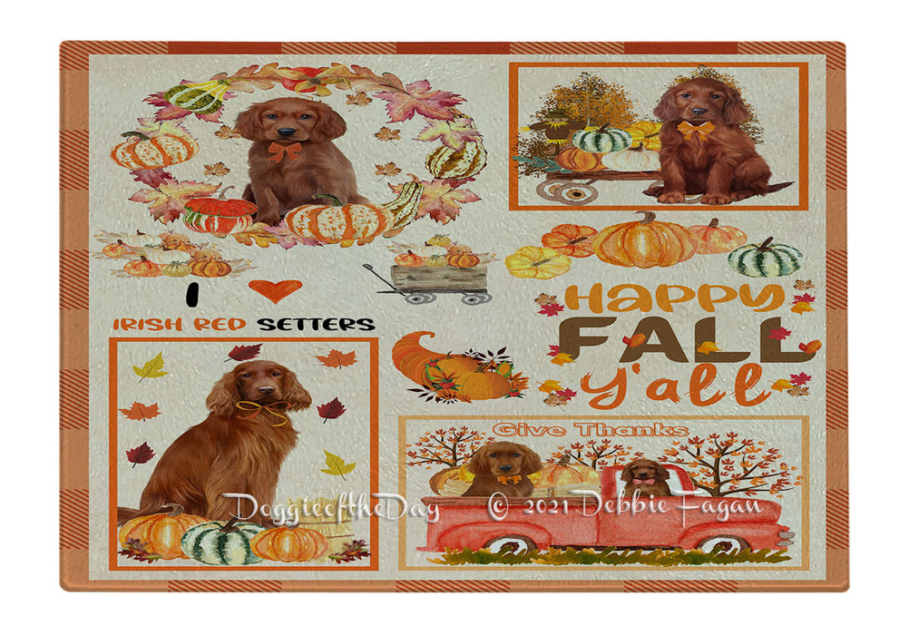 Happy Fall Y'all Pumpkin Irish Red Setter Dogs Cutting Board - Easy Grip Non-Slip Dishwasher Safe Chopping Board Vegetables C79909
