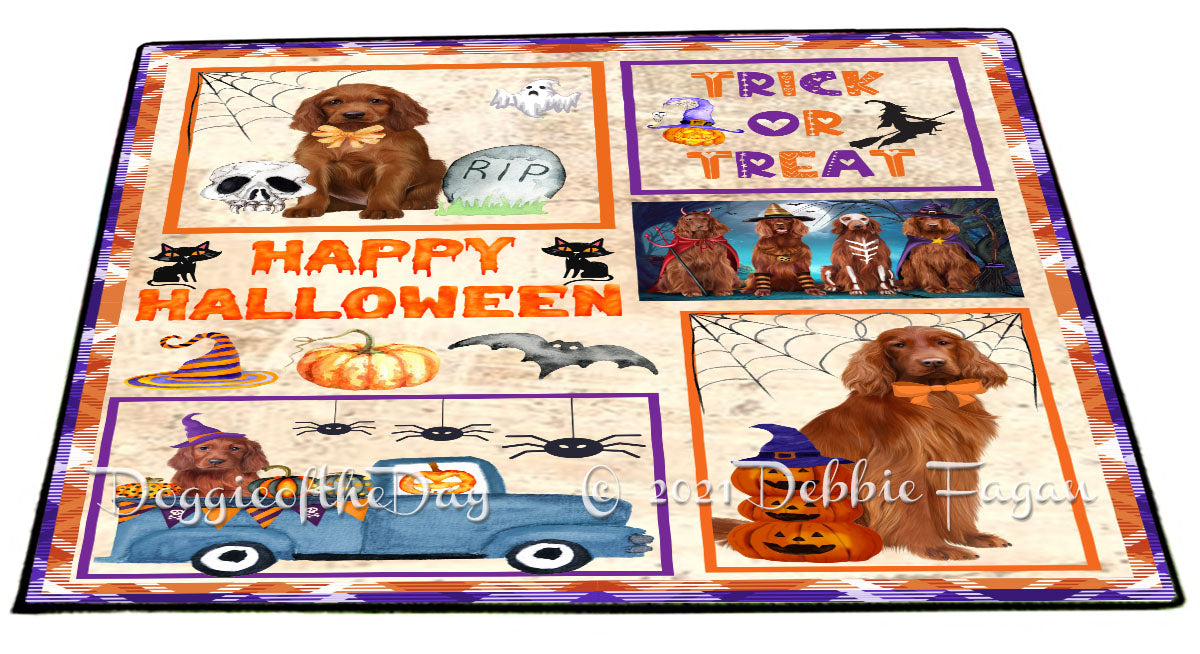 Happy Halloween Trick or Treat Irish Red Setter Dogs Indoor/Outdoor Welcome Floormat - Premium Quality Washable Anti-Slip Doormat Rug FLMS58120